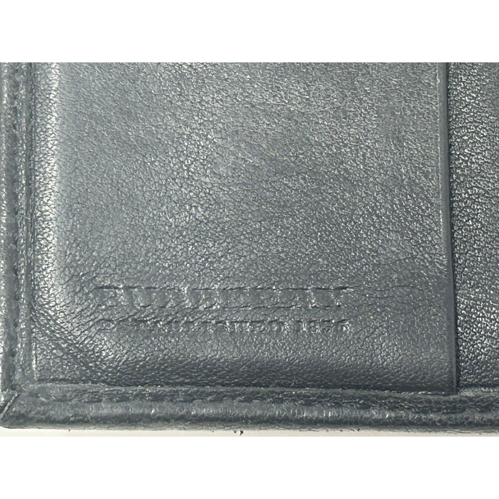 Vintage Burberry Black Leather Nova Check Bifold‎ Wallet 5.5" x 4" - Picture 6 of 8